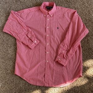 Ralph Lauren Men's Red Checkered Button Down Shirt | Size Large